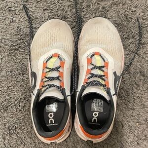 On CloudMonster Orange/White/Black, Women’s 8.5